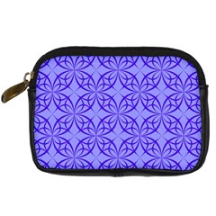 Decor Pattern Blue Curved Line Digital Camera Leather Case by Hannah976