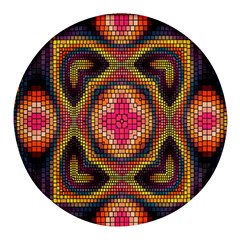 Kaleidoscope Art Pattern Ornament Round Glass Fridge Magnet (4 Pack)