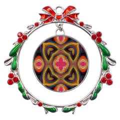 Kaleidoscope Art Pattern Ornament Metal X mas Wreath Ribbon Ornament by Hannah976