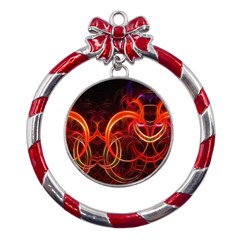 Abstract Seamless Pattern Metal Red Ribbon Round Ornament by Hannah976