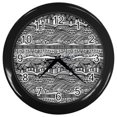 Ethno Seamless Pattern Wall Clock (black) by Hannah976