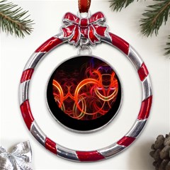 Colorful Prismatic Chromatic Metal Red Ribbon Round Ornament by Hannah976