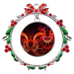 Background Fractal Abstract Metal X mas Wreath Ribbon Ornament by Hannah976