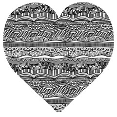 Ethno Seamless Pattern Wooden Puzzle Heart by Hannah976