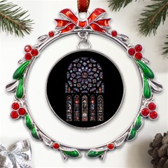 Rosette Cathedral Metal X mas Wreath Ribbon Ornament