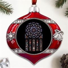 Rosette Cathedral Metal Snowflake And Bell Red Ornament