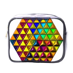 Cube Diced Tile Background Image Mini Toiletries Bag (one Side) by Hannah976