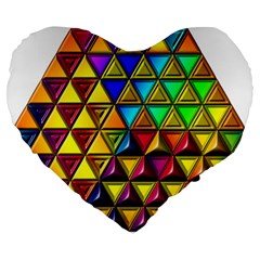 Cube Diced Tile Background Image Large 19  Premium Flano Heart Shape Cushions by Hannah976