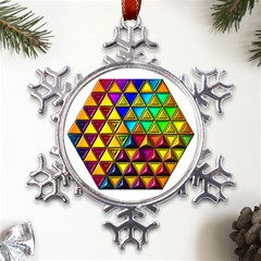 Cube Diced Tile Background Image Metal Large Snowflake Ornament by Hannah976