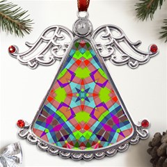 Farbenpracht Kaleidoscope Pattern Metal Angel With Crystal Ornament by Hannah976