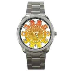 Mandala Background Image Ornament Sport Metal Watch