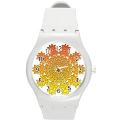 Mandala Background Image Ornament Round Plastic Sport Watch (M)