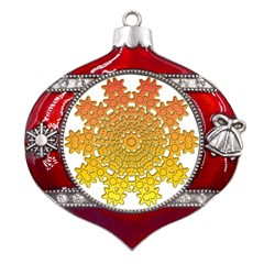 Mandala Background Image Ornament Metal Snowflake And Bell Red Ornament