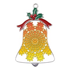 Mandala Background Image Ornament Metal Holly Leaf Bell Ornament