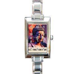 Let That Shit Go Buddha Low Poly (6) Rectangle Italian Charm Watch by 1xmerch