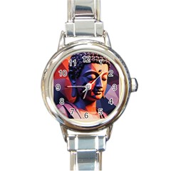 Let That Shit Go Buddha Low Poly (6) Round Italian Charm Watch by 1xmerch