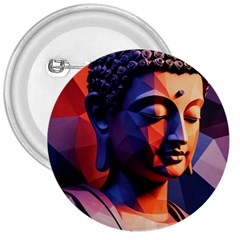 Let That Shit Go Buddha Low Poly (6) 3  Buttons by 1xmerch