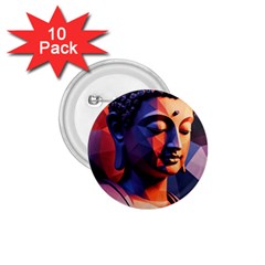 Let That Shit Go Buddha Low Poly (6) 1 75  Buttons (10 Pack) by 1xmerch