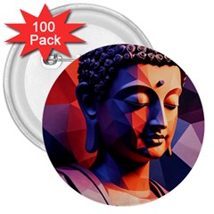 Let That Shit Go Buddha Low Poly (6) 3  Buttons (100 Pack)  by 1xmerch