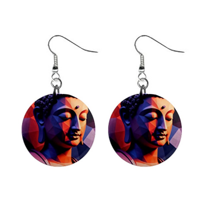 Let That Shit Go Buddha Low Poly (6) Mini Button Earrings