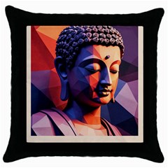 Let That Shit Go Buddha Low Poly (6) Throw Pillow Case (black) by 1xmerch