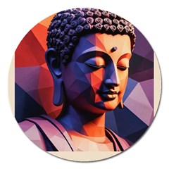 Let That Shit Go Buddha Low Poly (6) Magnet 5  (round) by 1xmerch