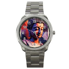 Let That Shit Go Buddha Low Poly (6) Sport Metal Watch by 1xmerch