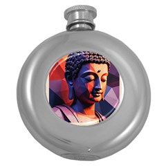 Let That Shit Go Buddha Low Poly (6) Round Hip Flask (5 Oz) by 1xmerch