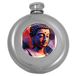 Let That Shit Go Buddha Low Poly (6) Round Hip Flask (5 oz) Front