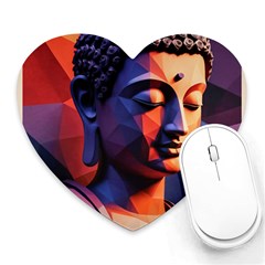 Let That Shit Go Buddha Low Poly (6) Heart Mousepad by 1xmerch