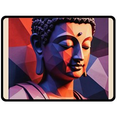 Let That Shit Go Buddha Low Poly (6) Fleece Blanket (large) by 1xmerch