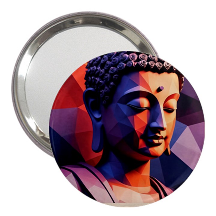 Let That Shit Go Buddha Low Poly (6) 3  Handbag Mirrors