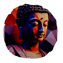 Let That Shit Go Buddha Low Poly (6) Large 18  Premium Round Cushions by 1xmerch