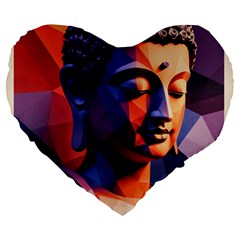 Let That Shit Go Buddha Low Poly (6) Large 19  Premium Heart Shape Cushions