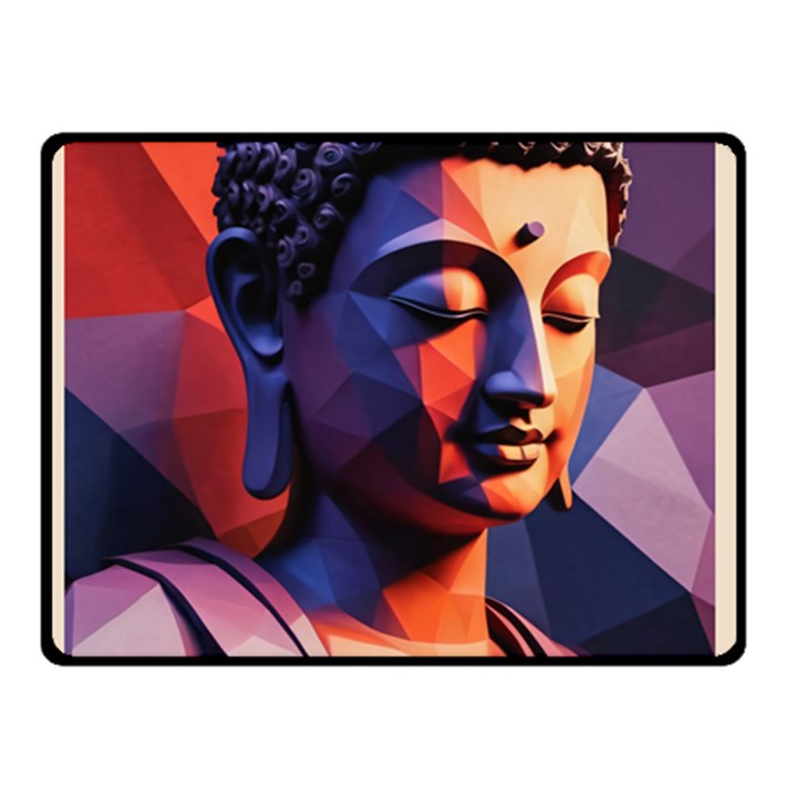 Let That Shit Go Buddha Low Poly (6) Two Sides Fleece Blanket (Small)