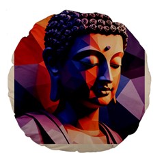 Let That Shit Go Buddha Low Poly (6) Large 18  Premium Flano Round Cushions by 1xmerch