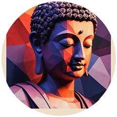 Let That Shit Go Buddha Low Poly (6) Wooden Puzzle Round