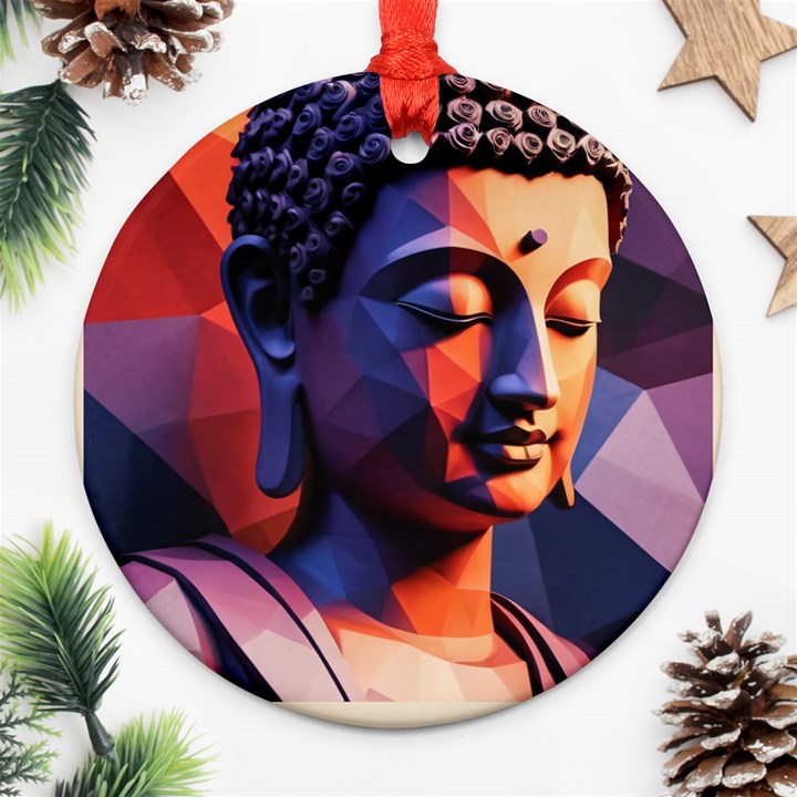 Let That Shit Go Buddha Low Poly (6) Ornament (Round)