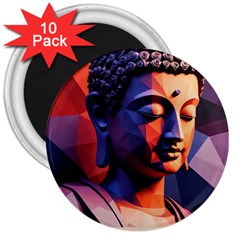 Let That Shit Go Buddha Low Poly (6) 3  Magnets (10 Pack)  by 1xmerch