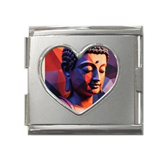 Let That Shit Go Buddha Low Poly (6) Mega Link Heart Italian Charm (18mm) by 1xmerch