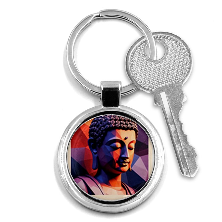 Let That Shit Go Buddha Low Poly (6) Key Chain (Round)