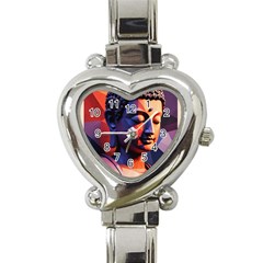 Let That Shit Go Buddha Low Poly (6) Heart Italian Charm Watch by 1xmerch