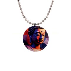 Let That Shit Go Buddha Low Poly (6) 1  Button Necklace by 1xmerch