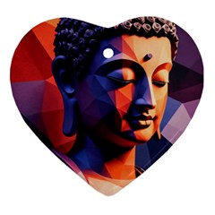 Let That Shit Go Buddha Low Poly (6) Heart Ornament (two Sides)