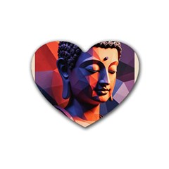 Let That Shit Go Buddha Low Poly (6) Rubber Heart Coaster (4 Pack) by 1xmerch