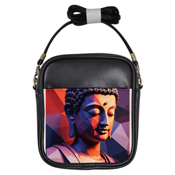 Let That Shit Go Buddha Low Poly (6) Girls Sling Bag