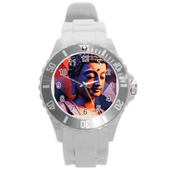 Let That Shit Go Buddha Low Poly (6) Round Plastic Sport Watch (l) by 1xmerch