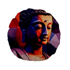 Let That Shit Go Buddha Low Poly (6) Standard 15  Premium Round Cushions by 1xmerch