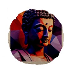 Let That Shit Go Buddha Low Poly (6) Standard 15  Premium Flano Round Cushions by 1xmerch