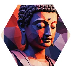 Let That Shit Go Buddha Low Poly (6) Wooden Puzzle Hexagon by 1xmerch